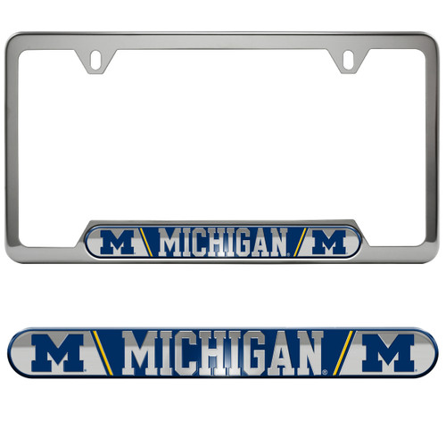 Michigan Wolverines Embossed License Plate Frame Primary Logo and Wordmark