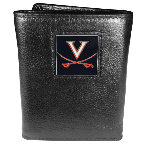 Virginia Cavaliers Deluxe Leather Tri-fold Wallet Packaged in Gift Box