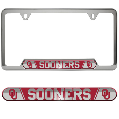 Oklahoma Sooners Embossed License Plate Frame Primary Logo and Wordmark