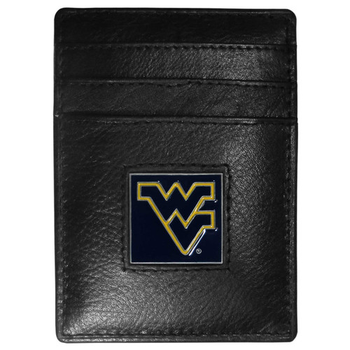 W. Virginia Mountaineers Leather Money Clip/Cardholder Packaged in Gift Box