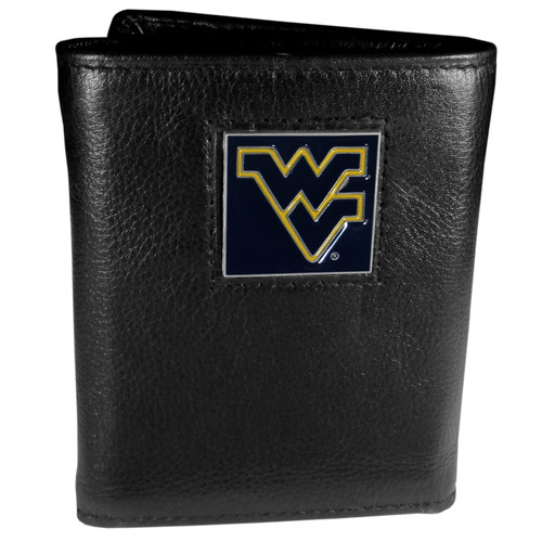 W. Virginia Mountaineers Deluxe Leather Tri-fold Wallet Packaged in Gift Box