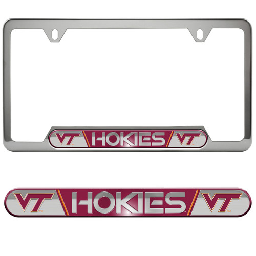 Virginia Tech Hokies Embossed License Plate Frame Primary Logo and Wordmark