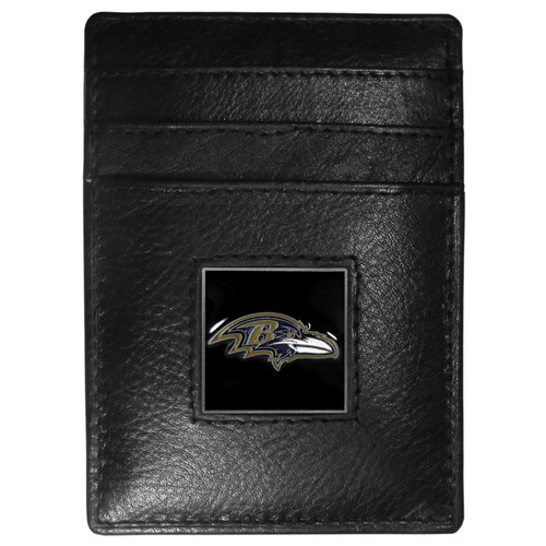 Baltimore Ravens Leather Money Clip/Cardholder Packaged in Gift Box