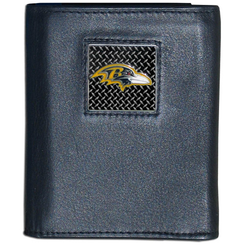 Baltimore Ravens Gridiron Leather Tri-fold Wallet Packaged in Gift Box