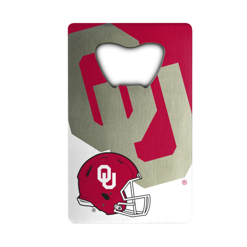 Oklahoma Sooners Credit Card Bottle Opener "OU" Primary Logo & Helmet