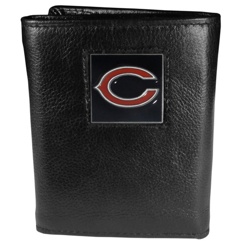 Chicago Bears Deluxe Leather Tri-fold Wallet Packaged in Gift Box