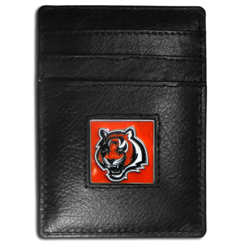 Cincinnati Bengals Leather Money Clip/Cardholder Packaged in Gift Box