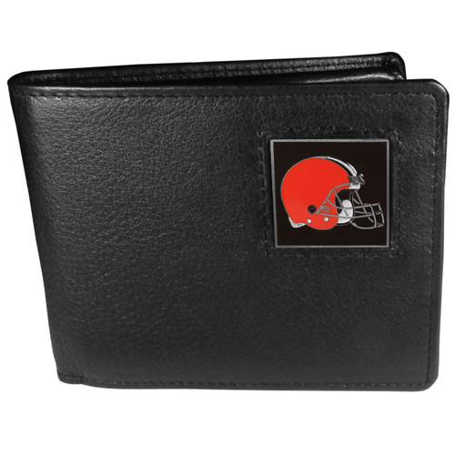 Cleveland Browns Leather Bi-fold Wallet Packaged in Gift Box