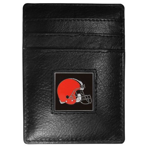 Cleveland Browns Leather Money Clip/Cardholder Packaged in Gift Box