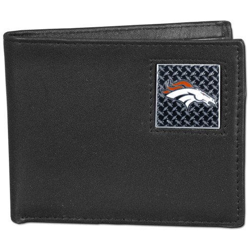 Denver Broncos Gridiron Leather Bi-fold Wallet Packaged in Gift Box