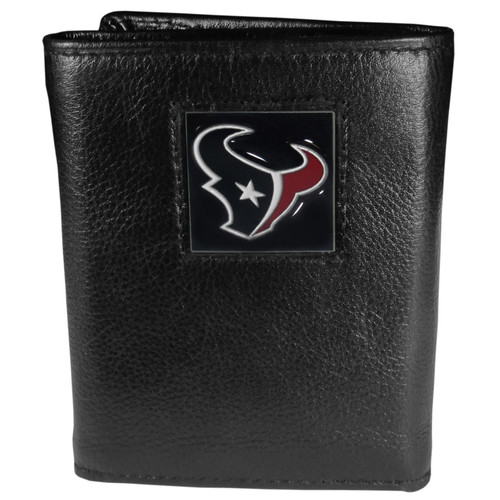 Houston Texans Deluxe Leather Tri-fold Wallet Packaged in Gift Box
