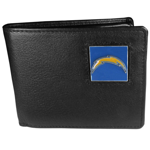 Los Angeles Chargers Leather Bi-fold Wallet Packaged in Gift Box