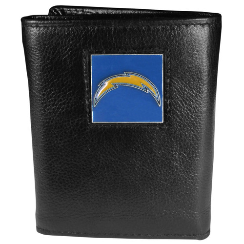 Los Angeles Chargers Deluxe Leather Tri-fold Wallet Packaged in Gift Box