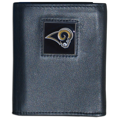 Los Angeles Rams Deluxe Leather Tri-fold Wallet Packaged in Gift Box