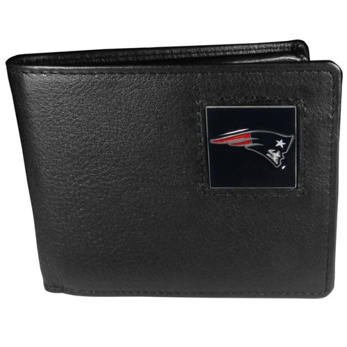 New England Patriots Leather Bi-fold Wallet Packaged in Gift Box