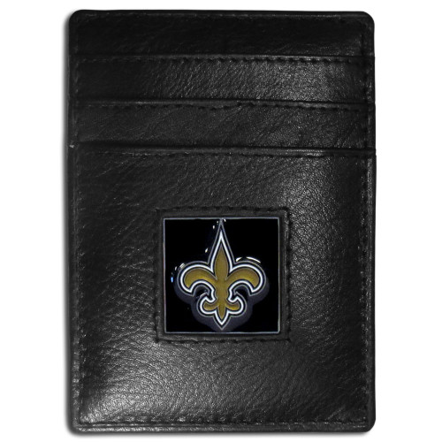 New Orleans Saints Leather Money Clip/Cardholder Packaged in Gift Box