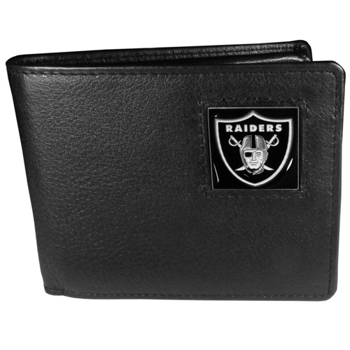 Las Vegas Raiders Leather Bi-fold Wallet Packaged in Gift Box