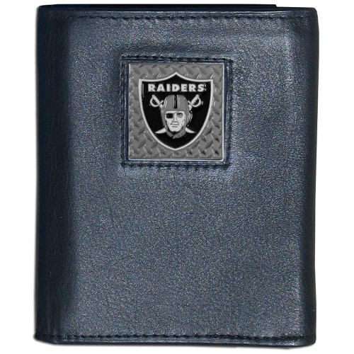 Las Vegas Raiders Gridiron Leather Tri-fold Wallet Packaged in Gift Box