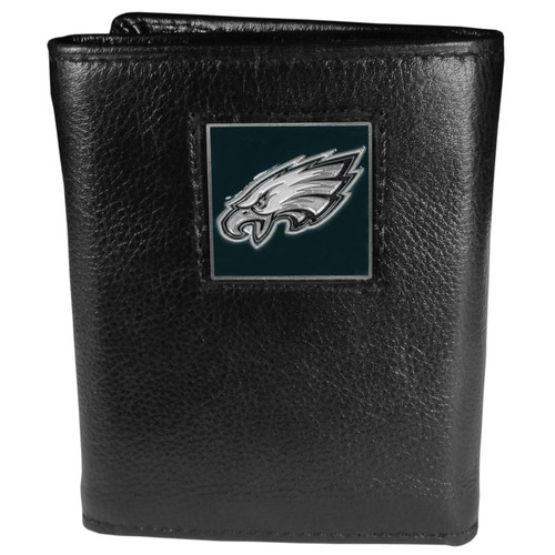 Philadelphia Eagles Deluxe Leather Tri-fold Wallet Packaged in Gift Box