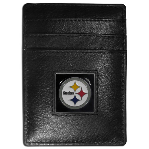 Pittsburgh Steelers Leather Money Clip/Cardholder Packaged in Gift Box