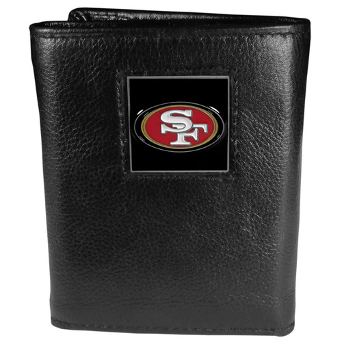 San Francisco 49ers Deluxe Leather Tri-fold Wallet Packaged in Gift Box