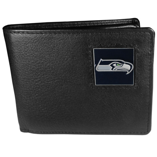 Seattle Seahawks Leather Bi-fold Wallet Packaged in Gift Box