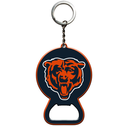 Chicago Bears Keychain Bottle Opener Bear Head Logo Blue & Orange