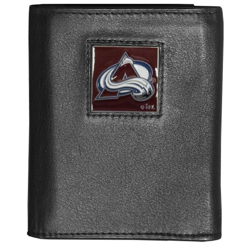 Colorado Avalanche® Deluxe Leather Tri-fold Wallet Packaged in Gift Box