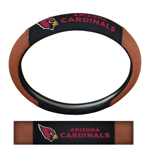 Arizona Cardinals Sports Grip Steering Wheel Cover Primary Logo and Wordmark Tan & Black