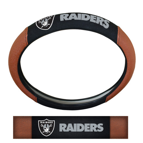 Las Vegas Raiders Sports Grip Steering Wheel Cover Primary Logo and Wordmark Tan & Black