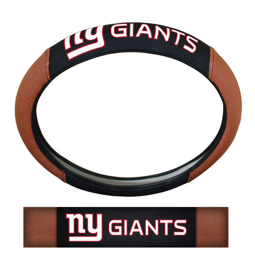 New York Giants Sports Grip Steering Wheel Cover Primary Logo and Wordmark Tan & Black