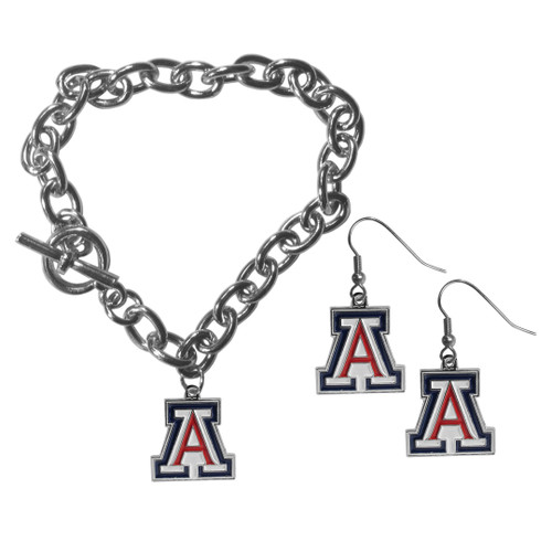 Arizona Wildcats Chain Bracelet and Dangle Earring Set
