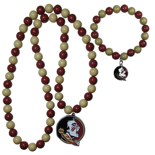 Florida St. Seminoles Fan Bead Necklace and Bracelet Set