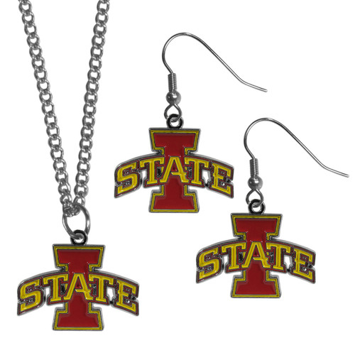 Iowa St. Cyclones Dangle Earrings and Chain Necklace Set
