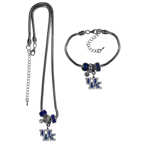Kentucky Wildcats Euro Bead Necklace and Bracelet Set