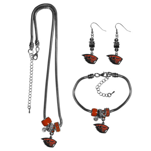 Oregon St. Beavers Euro Bead Jewelry 3 piece Set