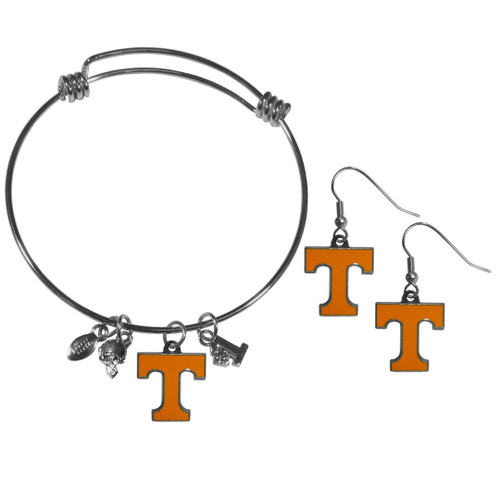 Tennessee Volunteers Dangle Earrings and Charm Bangle Bracelet Set