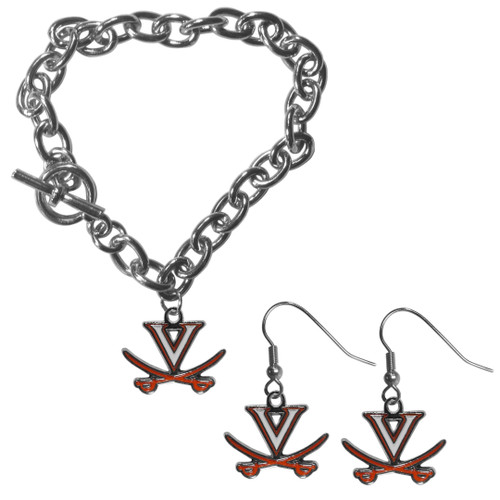Virginia Cavaliers Chain Bracelet and Dangle Earring Set