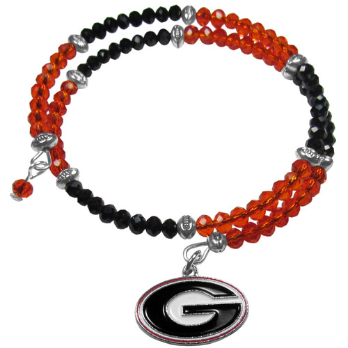 Georgia Bulldogs Crystal Memory Wire Bracelet