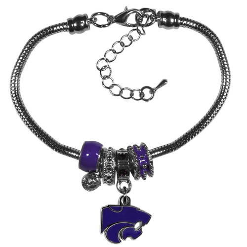 Kansas St. Wildcats Euro Bead Bracelet