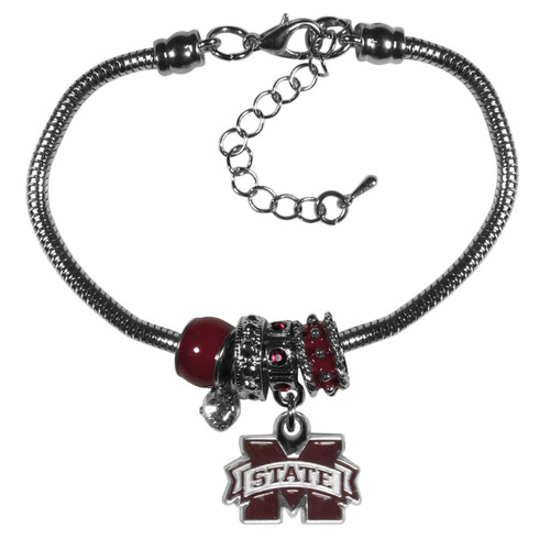 Mississippi St. Bulldogs Euro Bead Bracelet