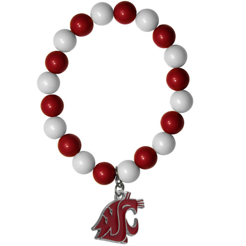 Washington St. Cougars Fan Bead Bracelet