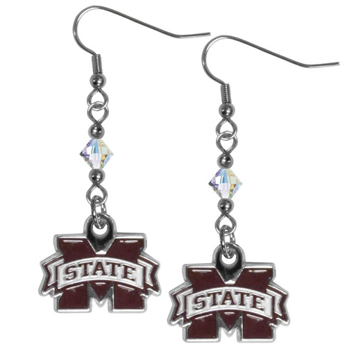 Mississippi St. Bulldogs Crystal Dangle Earrings