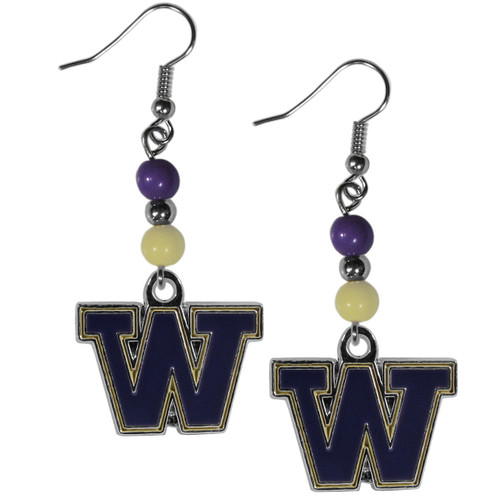 Washington Huskies Fan Bead Dangle Earrings