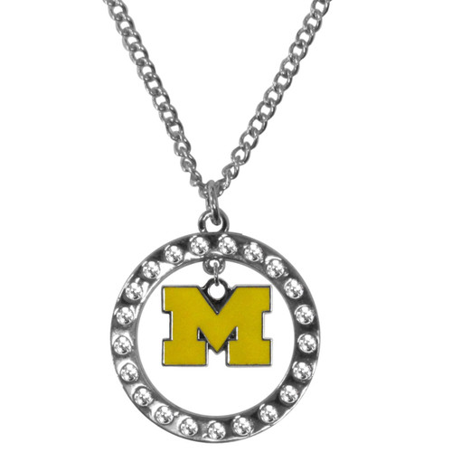 Michigan Wolverines Rhinestone Hoop Necklaces