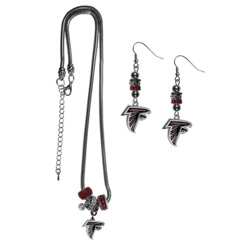 Atlanta Falcons Euro Bead Earrings and Necklace Set