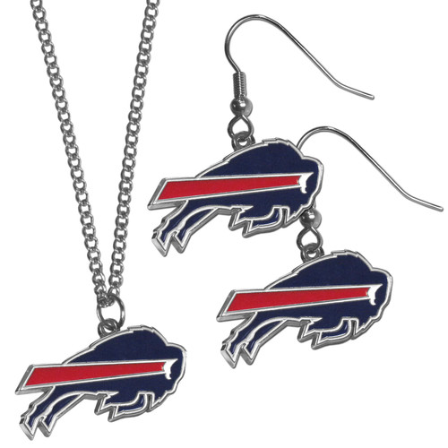 Buffalo Bills Dangle Earrings and Chain Necklace Set