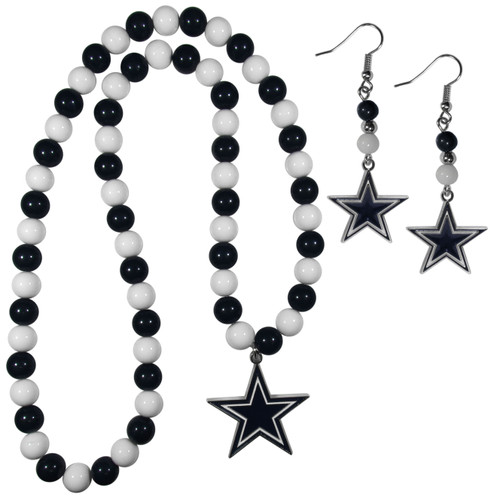 Dallas Cowboys Fan Bead Earrings and Necklace Set