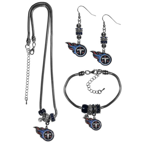 Tennessee Titans Euro Bead Jewelry 3 piece Set