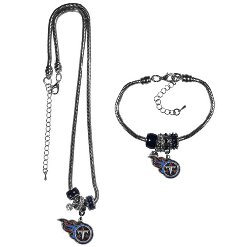 Tennessee Titans Euro Bead Necklace and Bracelet Set